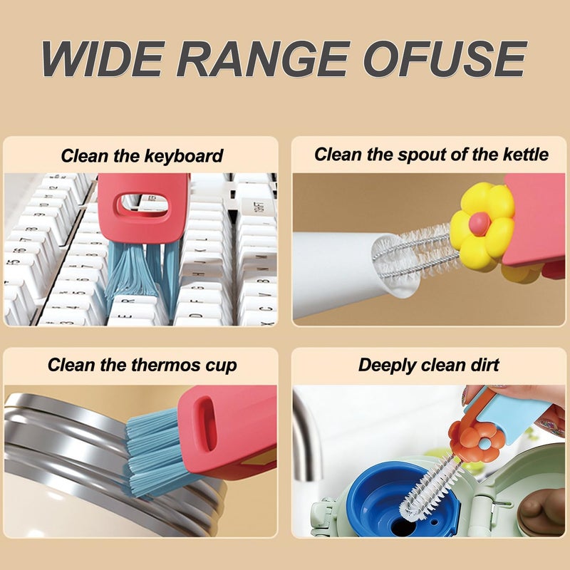 DWNDN 3 in 1 Cup Lid Gap Cleaning Brush Set, Bottle Cleaning Brush Multifunctional Bottle Cleaner Brush Home Kitchen Cleaning Tools, 6PCS - Image 4